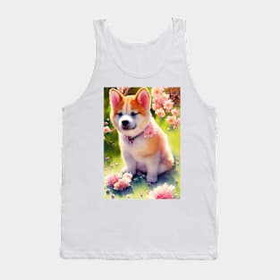 Watercolor akita inu puppy Tank Top